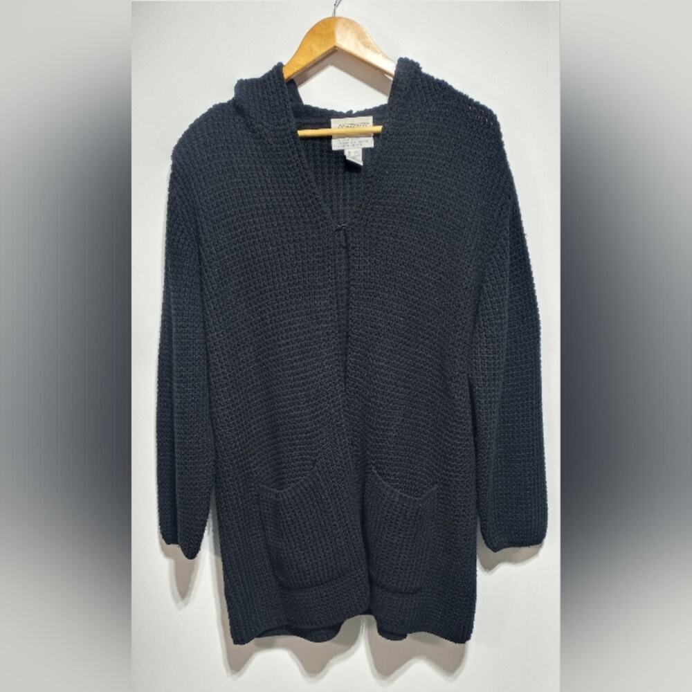 Vintage SIDEFFECTS Plus Hooded Cable Knit Cardigan Black Size 2XL